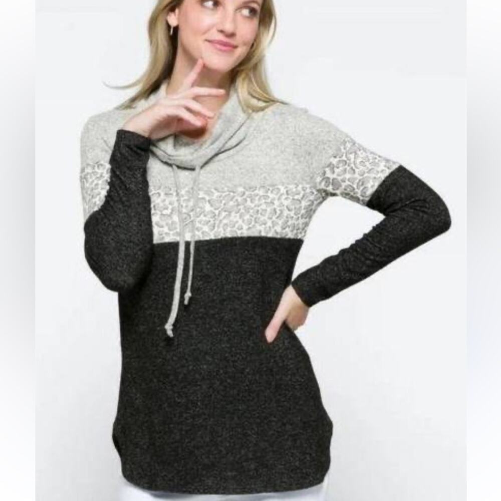 Market & Spruce Cameron Cowl Neck Brushed Knit Top Size Small Petite